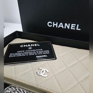 Authentic CHANEL Quilted Matelasse CC Leather Wallet WOC Crossbody Full Set‎